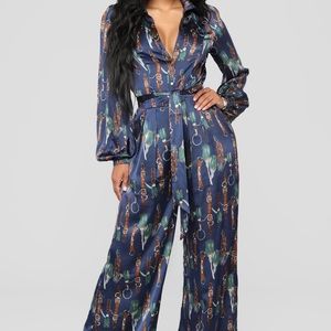 New! Satin jumpsuit! Navy blue